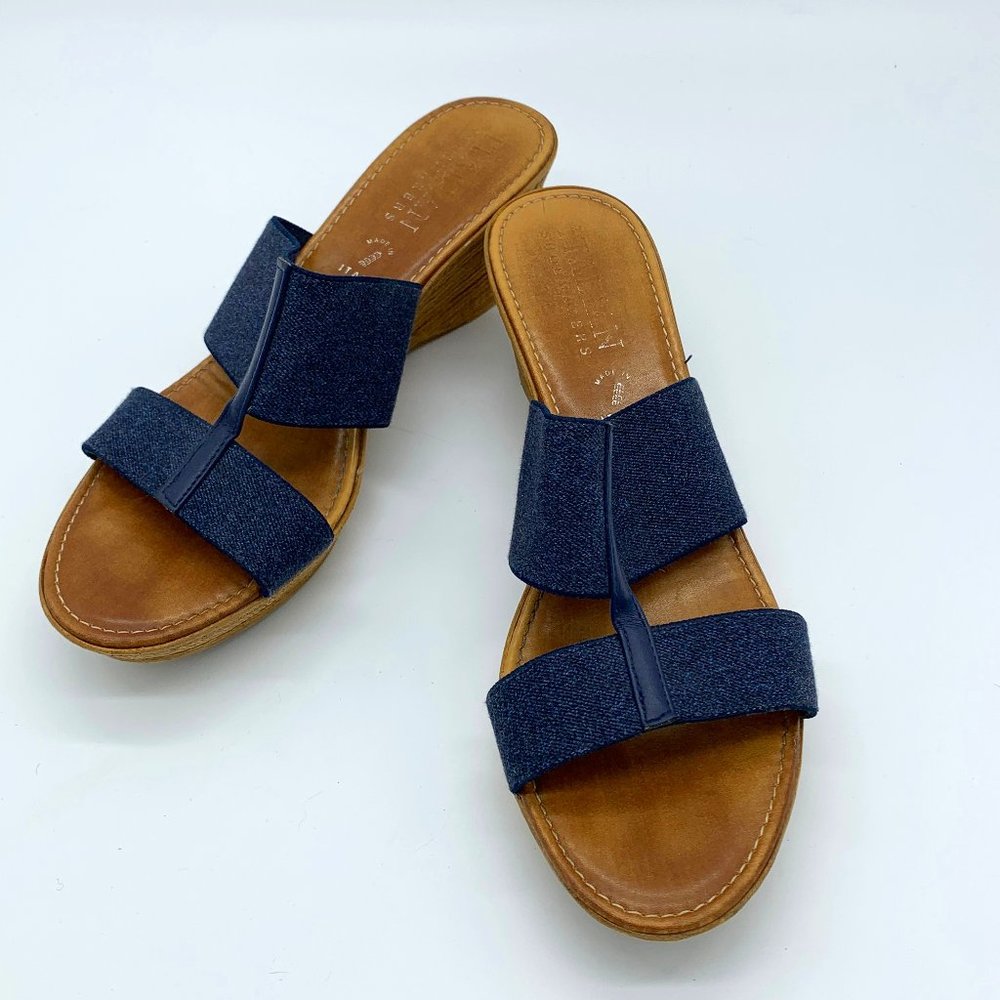 Italian Shoemakers Navy Stretch Strap Sandals